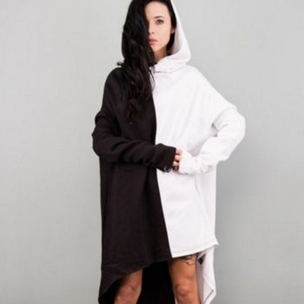 Killstar Jinx Extra Long Hoodie Unisex Half & Half